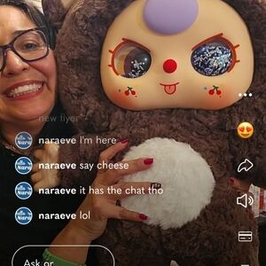 Cute Brown Plush Toy with Red and White Accents